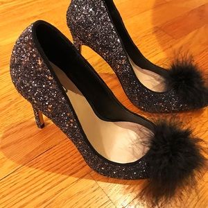 Glittery Pom Pom Stilettos